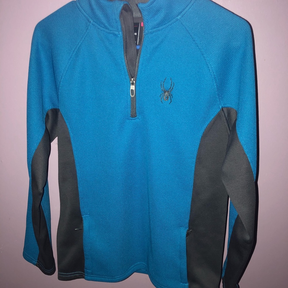 BOYS SZ L (14/16) SPYDER 1/4 ZIP WAFFLE SHIRT